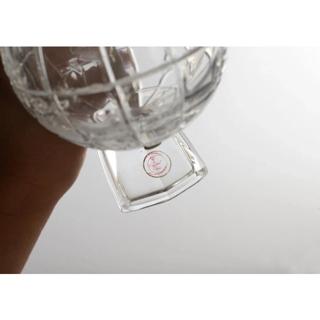 Small Vintage German Lead Crystal Glass Globe With Brass Accents For Sale - Image 10 of 11