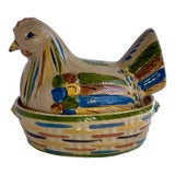 1940s Handmade Mexican Chicken in a Basket Lidded Casserole For Sale