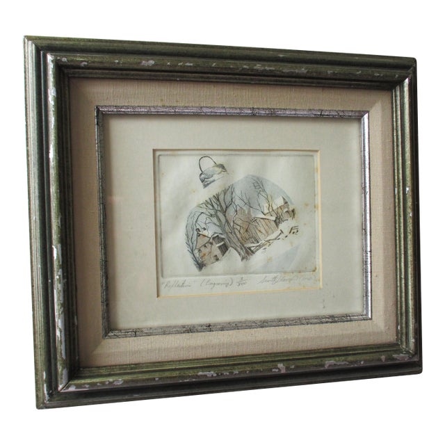 Vintage Christmas "Reflections" Artist Pencil Signed Limited Edition Engraving 3 / 500 For Sale