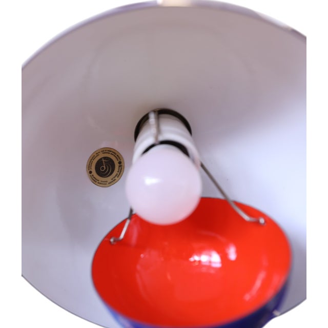 Mid-Century Modern Vintage Pendant Lamp in Cobalt Blue Metal and Red Inside Cup by Verner Panton for Louis Poulsen, 1960s, Set of 2 For Sale - Image 3 of 16