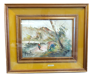 Mino Argento, Rural Scene, Mid-20th Century, Oil on Canvas, Framed