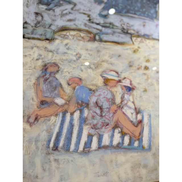 Yves Wacheux, The Blue Beach, 20th Century, Mixed Media on Paper, Framed For Sale - Image 6 of 11