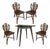 (4) Brutalist Oak Chairs Chalet-Style (After Puydt) + Steel Tolix Game Table, Set of 5 Pieces For Sale