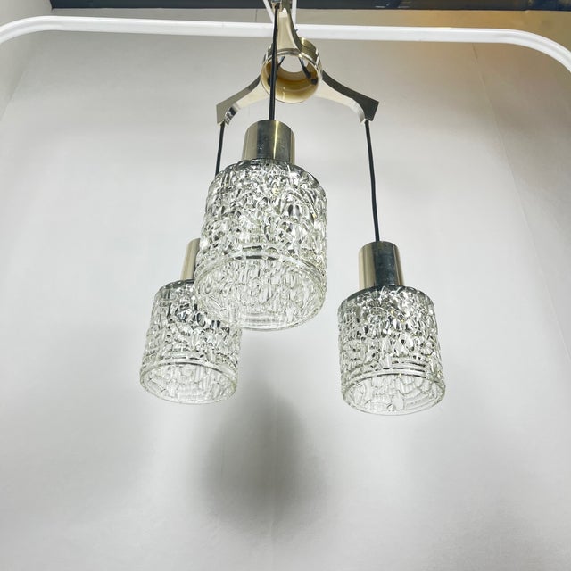Glass Three-Light Cascade Pendant Lamp in Glass, 1970 For Sale - Image 7 of 12