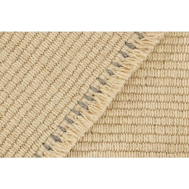 Textile Rug & Kilim’s Contemporary Kilim in Gray and Cream White Textural Stripes For Sale - Image 7 of 7