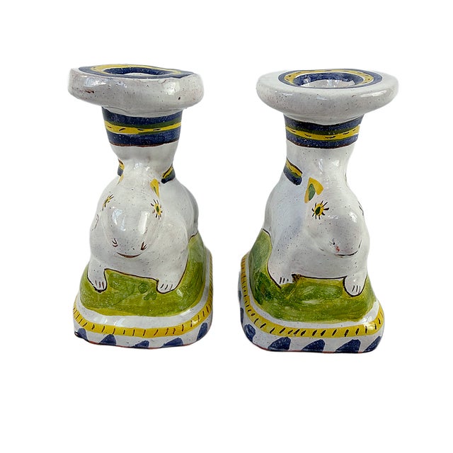 Vintage "Faiança Portuguesa" Rabbit Candle Holders - A Pair For Sale In Houston - Image 6 of 8