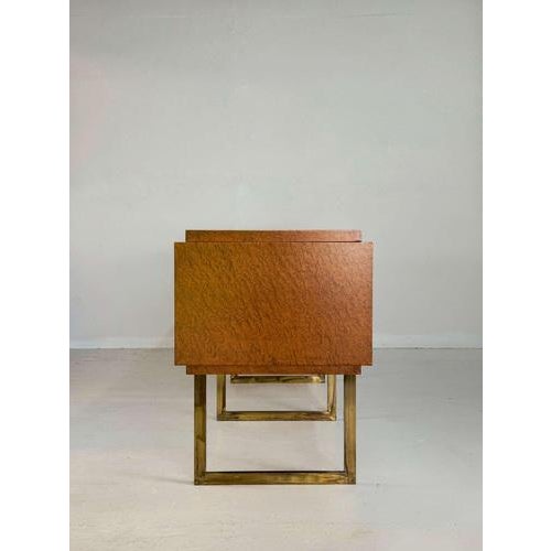 Mid-Century Burlwood and Brass Sideboard For Sale - Image 13 of 15