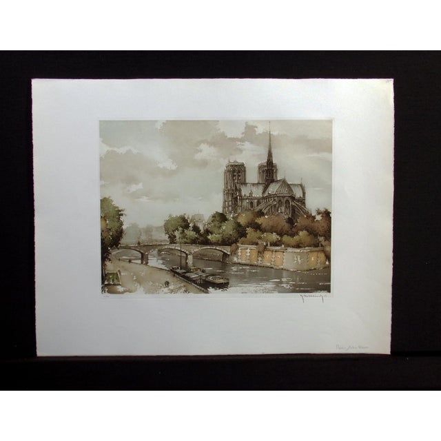 "Paris Notre Dame" Aquatint Etching by Roger Hebbelinck Hand signed, titled and numbered by the artist in pencil Stamp on...