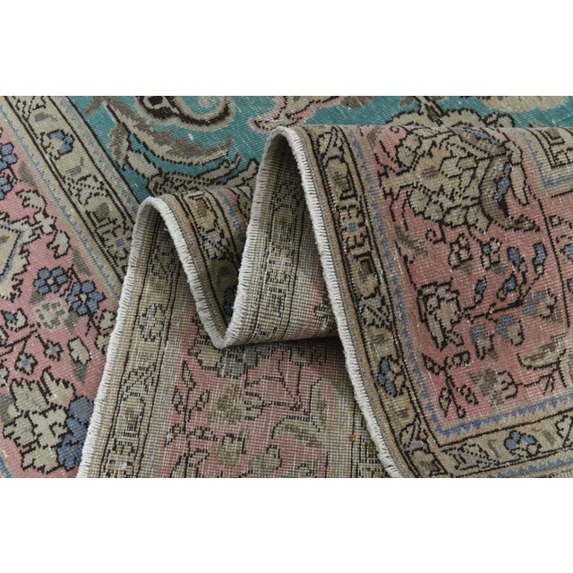 1970s 1970s Vintage Persian Handmade Wool Cotton Blue Area Rug For Sale - Image 5 of 11