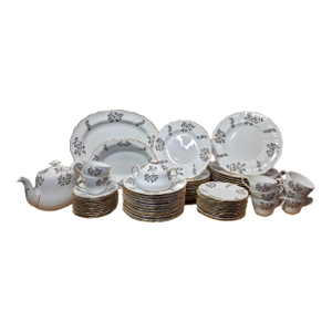 Vintage Copeland Spode Dinnerware 70 Piece Set – Discontinued Bird Spray / Chelsea Bird Pattern | Gold Scalloped Trim, 69-Piece Collection