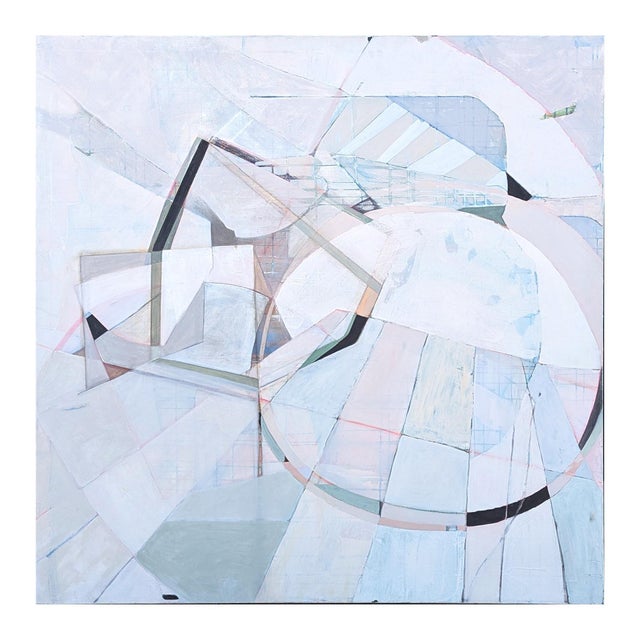 Kristen Anton “G’s Paper City” Contemporary Pastel Peach and Blue Toned Abstract Painting, 2021 For Sale - Image 4 of 11