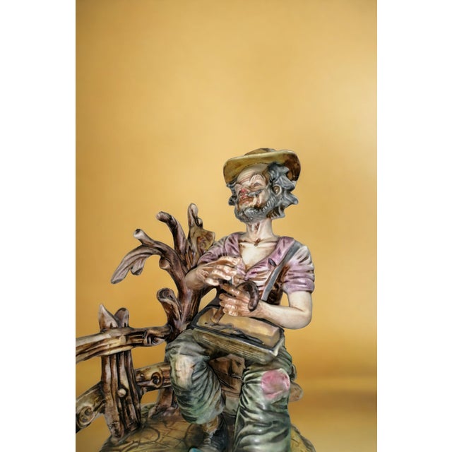 Ceramic Statue of Man with Broken Umbrella from Capodimonte For Sale - Image 7 of 9