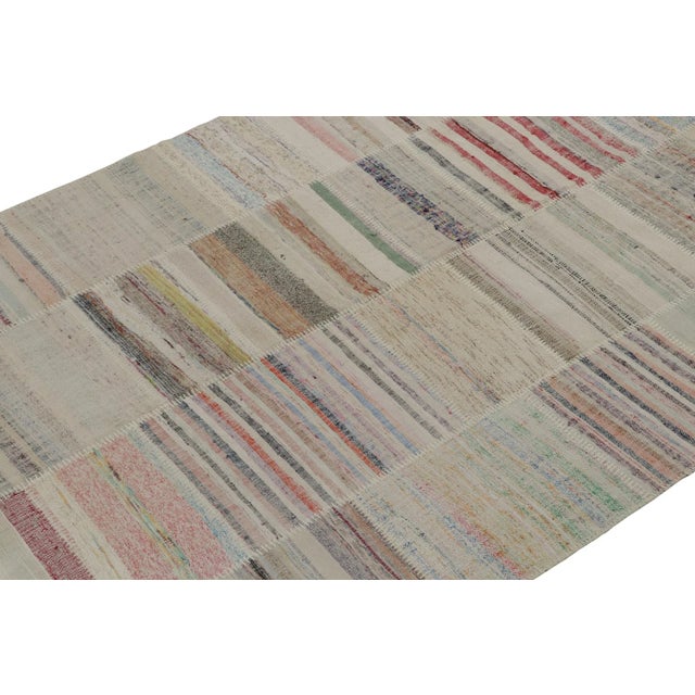 Rug & Kilim Rug & Kilim’s Patchwork Kilim in Polychromatic Stripes For Sale - Image 4 of 7