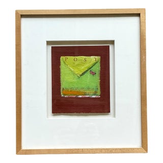 Framed Abstract Mixed Media Postal Design Art For Sale