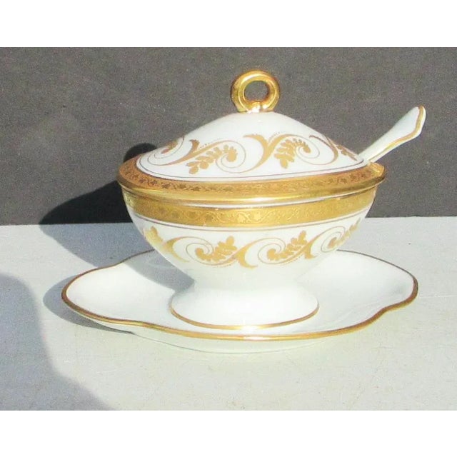 Vintage Richard Ginori Italy Torino Gold Encrusted Mustard Pot For Sale In New York - Image 6 of 6