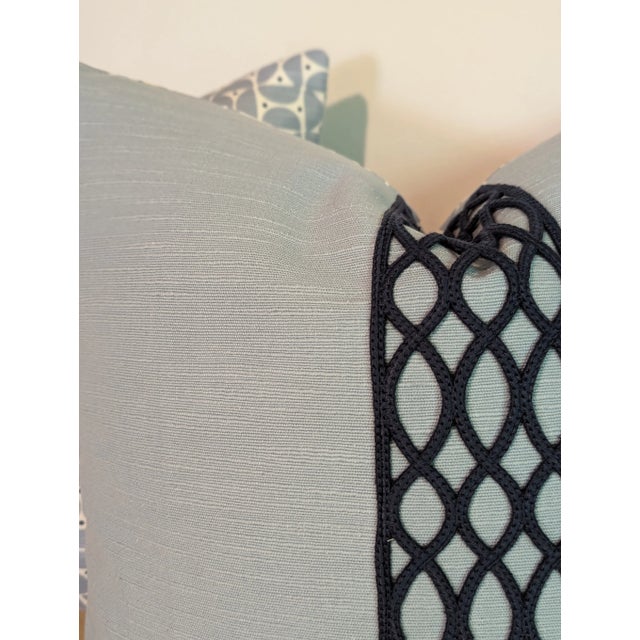 Schumacher Blue Mezza Luna 20" Pillows - Set of 2 For Sale In Greensboro - Image 6 of 6