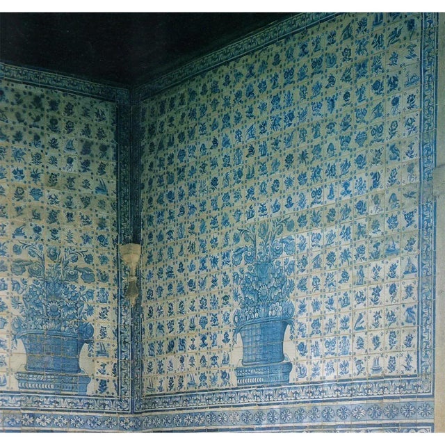 Antique Large Tiles Mural Panel, Blue & White Flowers and Vases, Portuguese, 18th Century For Sale - Image 18 of 18