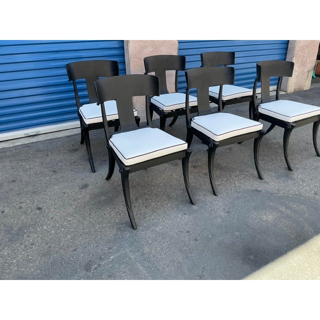 Modern Mid-Century Style Klismos Patio Dining Chairs -6 For Sale In San Diego - Image 6 of 13