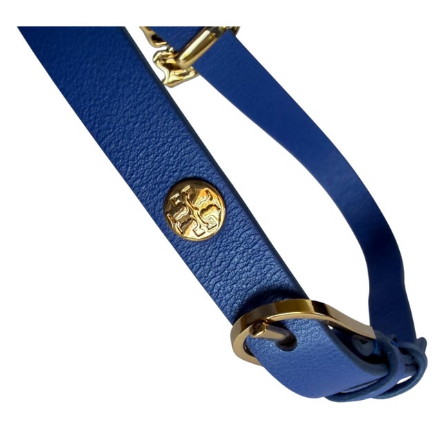 Blue Tory Burch Frog Faux Pearl Enamel Leather Double Wrap Bracelet New For Sale - Image 8 of 14