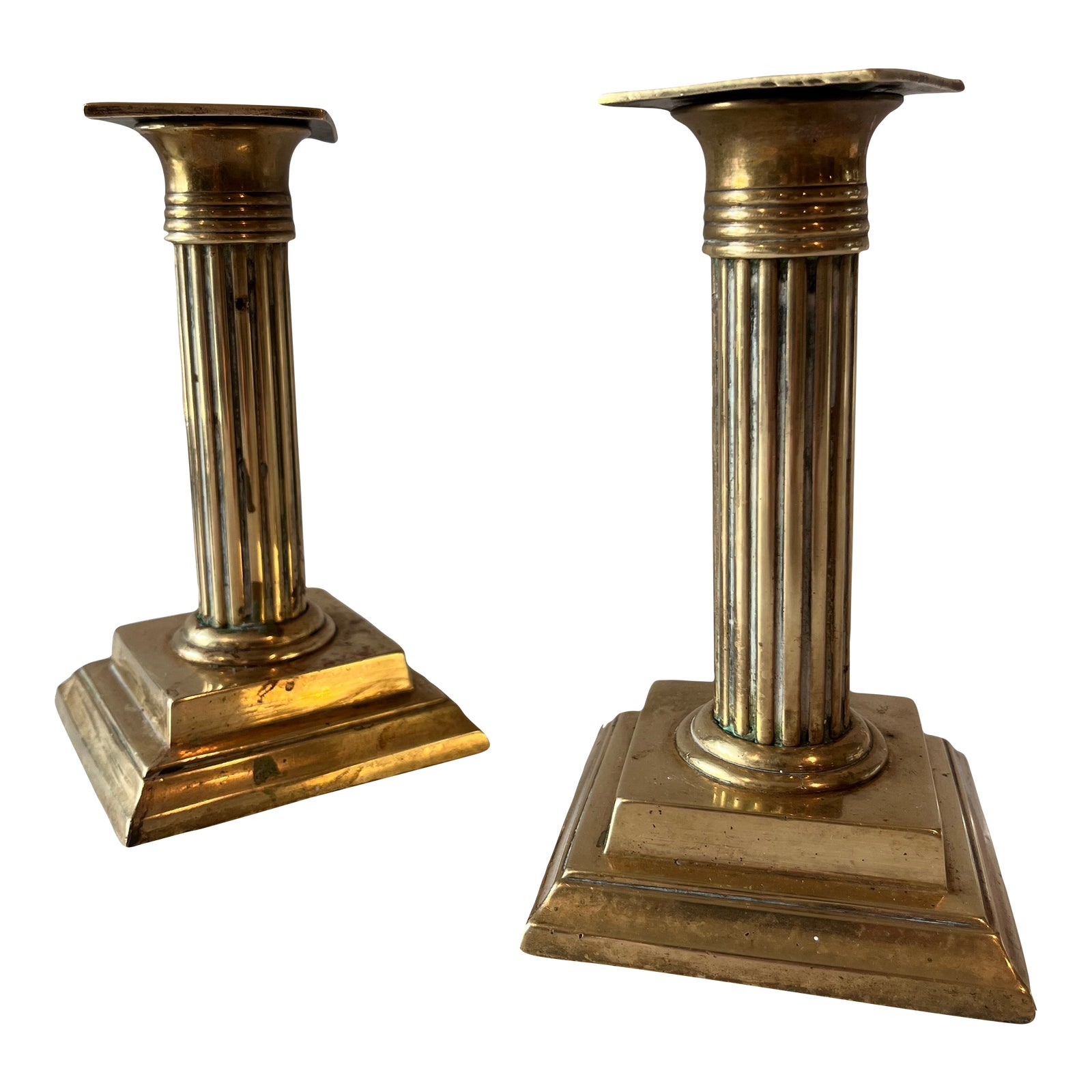Vintage Brass Pillar Candle Holders a Pair Chairish