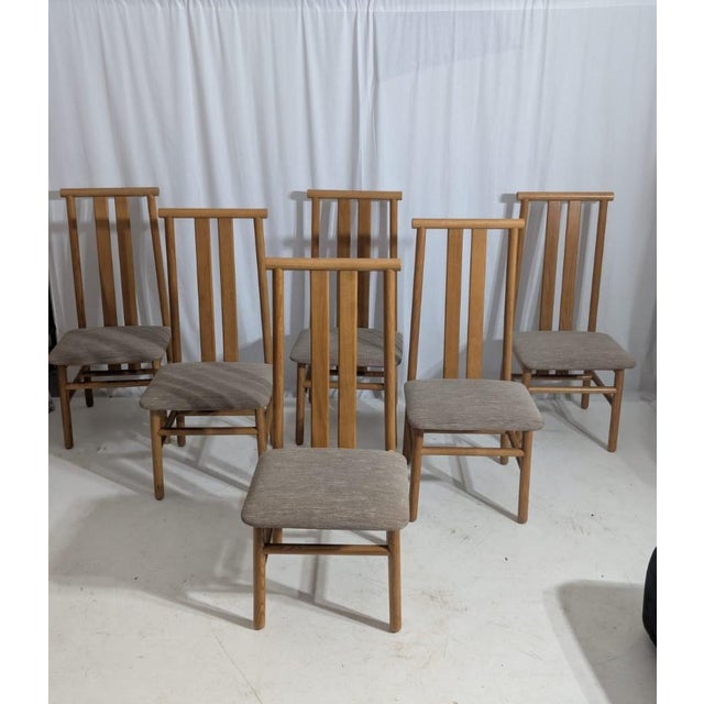 Wood Zea Chairs attributed to Anning Sarian for Tisettanta, 1980s, Set of 6 For Sale - Image 7 of 7