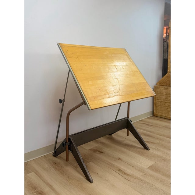 Vintage Drafting Table Pivot Tilt Blonde Wood Artist Architect MCM For Sale - Image 10 of 14