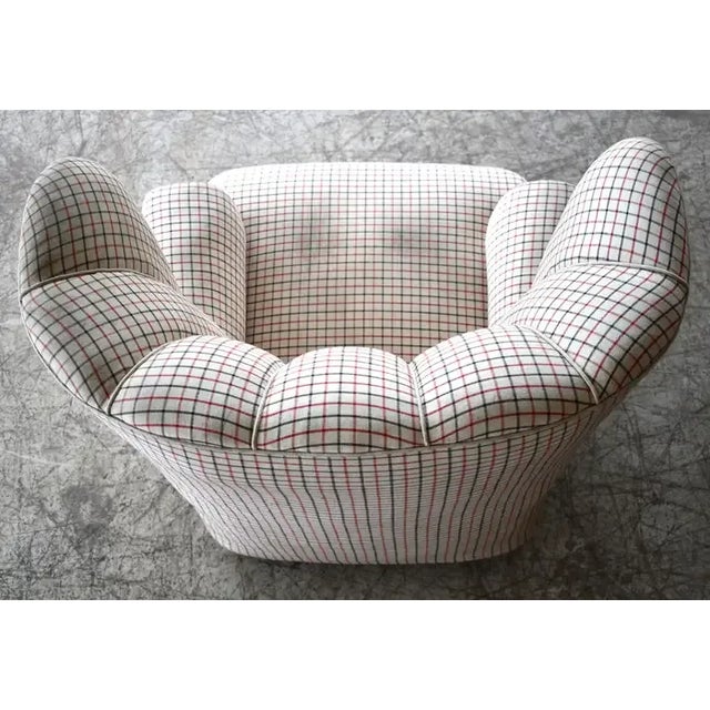 Wood High Back Lounge Chair With Channeled Backrest Denmark, Circa 1950 For Sale - Image 7 of 7