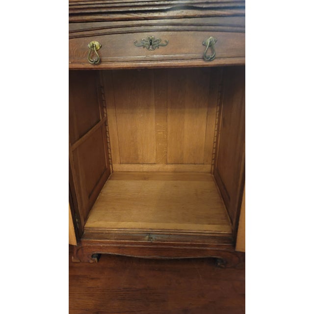 1890s Rare Art Nouveau Eugene Gaillard Maison Bing Oak Hutch Sideboard Signed For Sale - Image 10 of 18