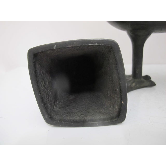 Chinese Phoenix Rooster Zun Shang Style Bronze Ware Ceremonial Wine Vessel Vase For Sale In Portland, OR - Image 6 of 18