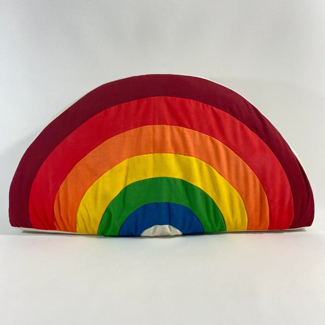 1970s Vintage 1970s Quilted Rainbow Pop Art Pillow For Sale - Image 5 of 13