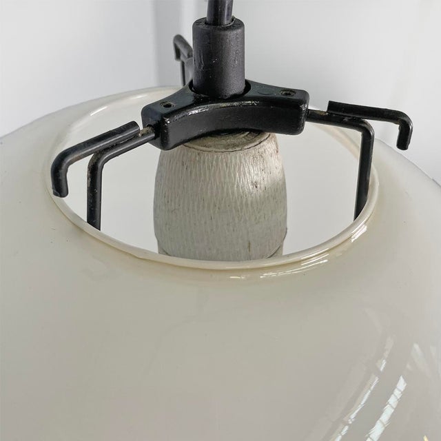 Mid-Century Italian Round White Glass Pendant, 1950s For Sale - Image 6 of 13