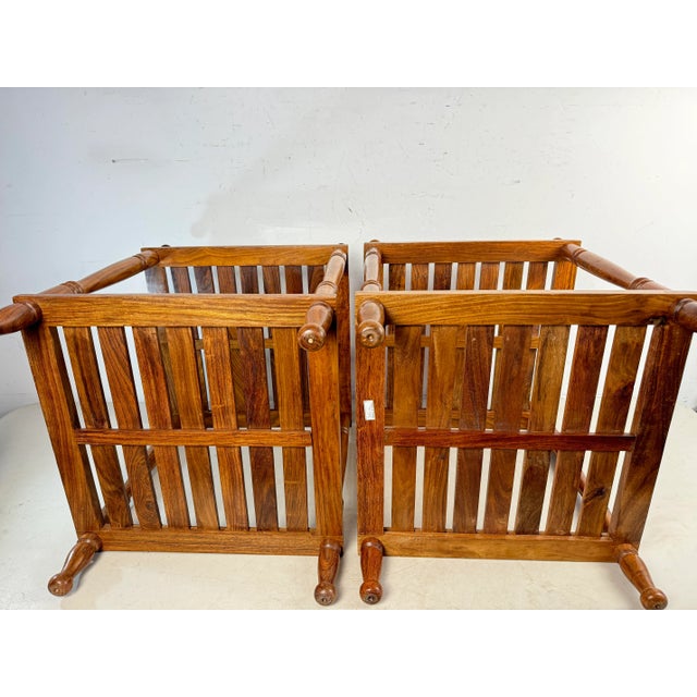 Late 20th Century Pair of 2 Tier Rack Style Tea Tables With Brass Floral Design Inlay For Sale In San Diego - Image 6 of 11