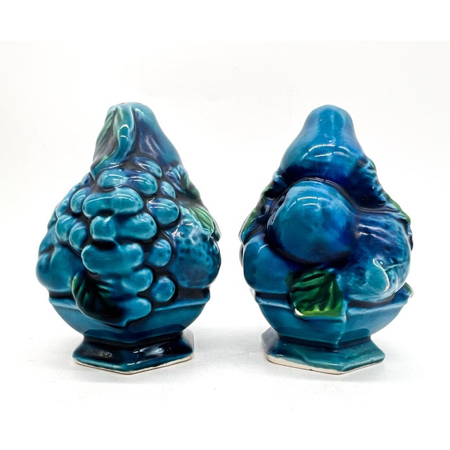 Bernardaud 1960’s Inarco Blue Mood Indigo Fruit Topiary Salt and Pepper Shakers - Mid Century Modern, Retro For Sale - Image 4 of 10