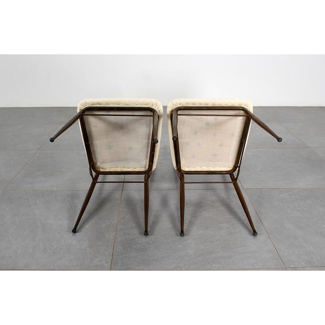 Mid-Century Brass, Metal and White Fabric High-Backed Chairs, Italy, 1950s, Set of 2 For Sale - Image 17 of 18