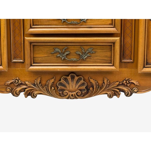 1960s French Provincial, Monumental Sideboard, Wood, Brass, France, 1960s For Sale - Image 5 of 14