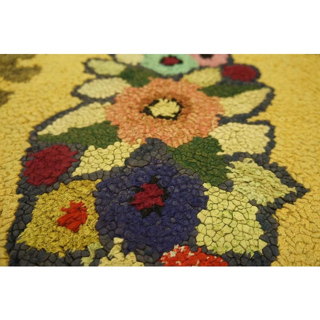 Auburn Outstanding Multi Color With Lovely Floral Design Antique American Hooked Rug For Sale - Image 8 of 11