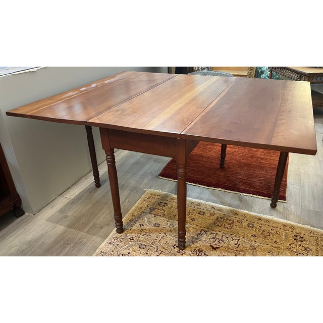 Mid 19th Century Antique Drop Leaf Cherry Dining Table For Sale In Boston - Image 6 of 11
