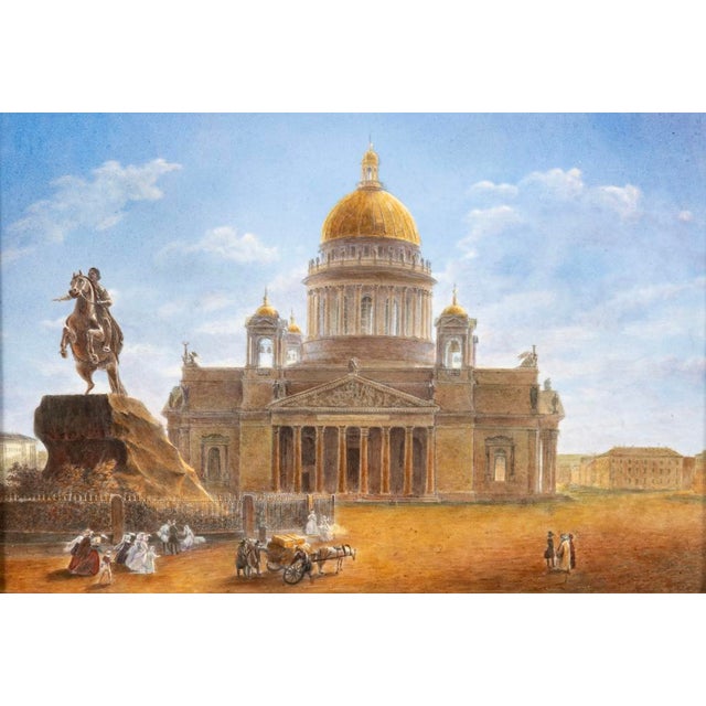 Realism Porcelain Plaque Featuring St Isaac's Cathedral With Peter the Great For Sale - Image 3 of 4