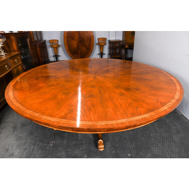 Hollywood Regency Vintage Flame Mahogany Dining Table and Shield Back Chairs, Set of 11 For Sale - Image 3 of 18