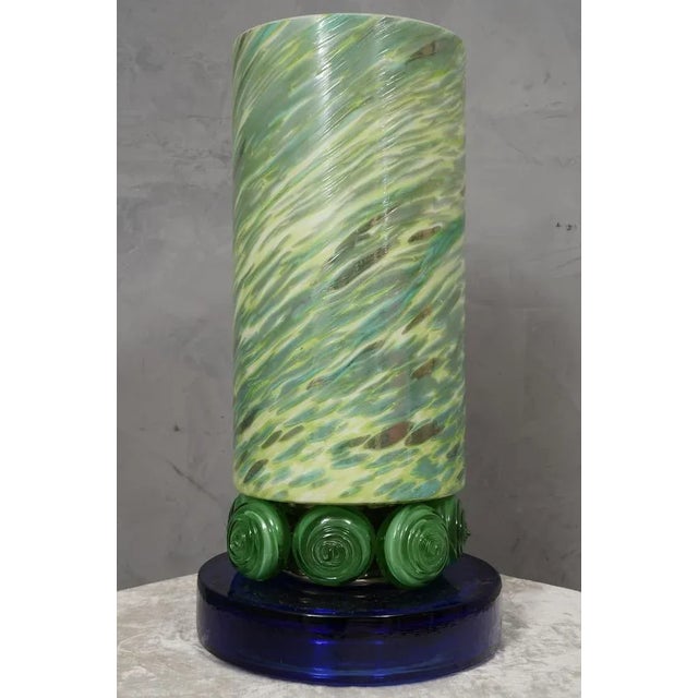 Green & Blue Murano Glass Table Lamp, 1980s For Sale - Image 10 of 10