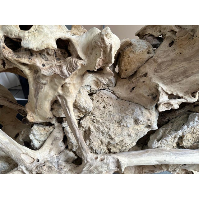 White Andrianna Shamaris Monumental Teak and Rock Coffee Table, Screen or Headboard For Sale - Image 8 of 18