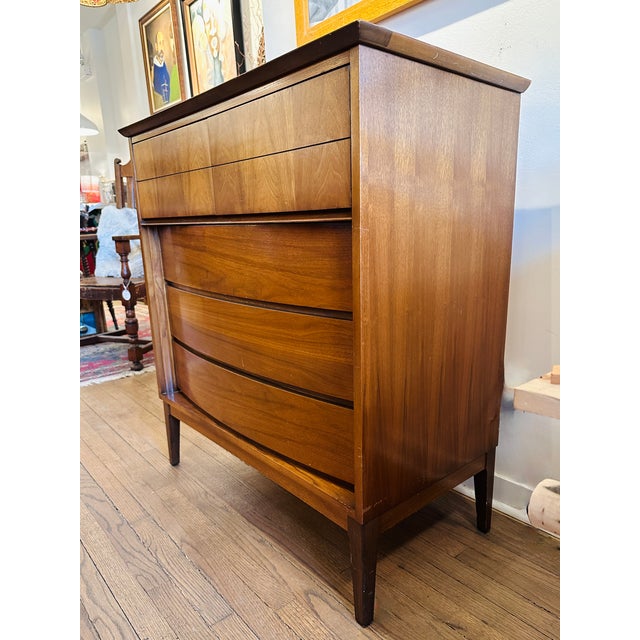 Dixie Furniture Co. Vintage Mid Century Modern Dixie Tall Boy Dresser Storage For Sale - Image 4 of 12