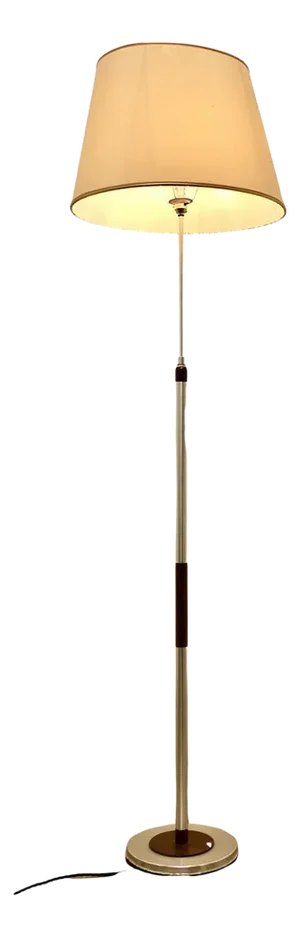 Mid-Century Modern Chrome and Wood Telescopic Floor Lamp, 1960s