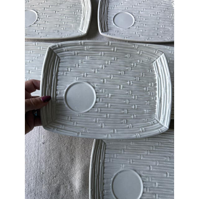 1980s 1980s Italian Bamboo Majolica Appetizer Plates - Set of Six For Sale - Image 5 of 12