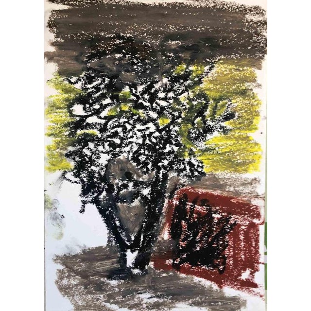 This original drawing by Alfredo Pizzi presents a vivid, expressive interpretation of natural elements, rendered with oil...