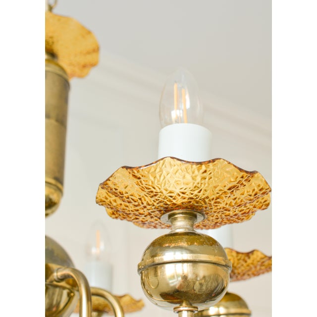 Kamenicky Senov Novy Bor Vintage Bohemian Amber Glass Chandelier, Kamenický Šenov, 6-Light, 1970s For Sale - Image 4 of 7