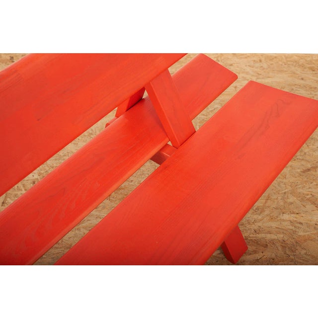 Wood Ash Wood Bench in Stained and Lacquered Red for the Frankfurt Book Fair by Moritz Schmid for Röthlisberger, 2014 For Sale - Image 7 of 12