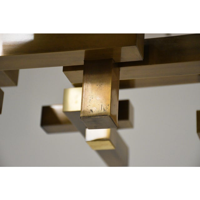 Gaetano Sciolari 1970s Brutalist Gaetano Sciolari Brushed Brass Cubist Brutalist Chandelier For Sale - Image 4 of 8