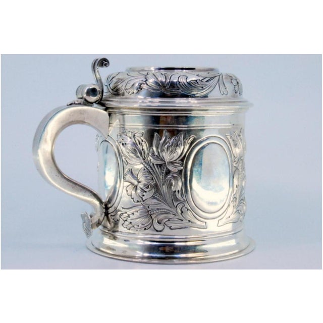 Metal Silver Mug with Relief Floral Motifs For Sale - Image 7 of 9