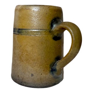 Rare Antique 19th Century Cobalt Glazed Stoneware Pottery Dining Mug Cup Jug For Sale